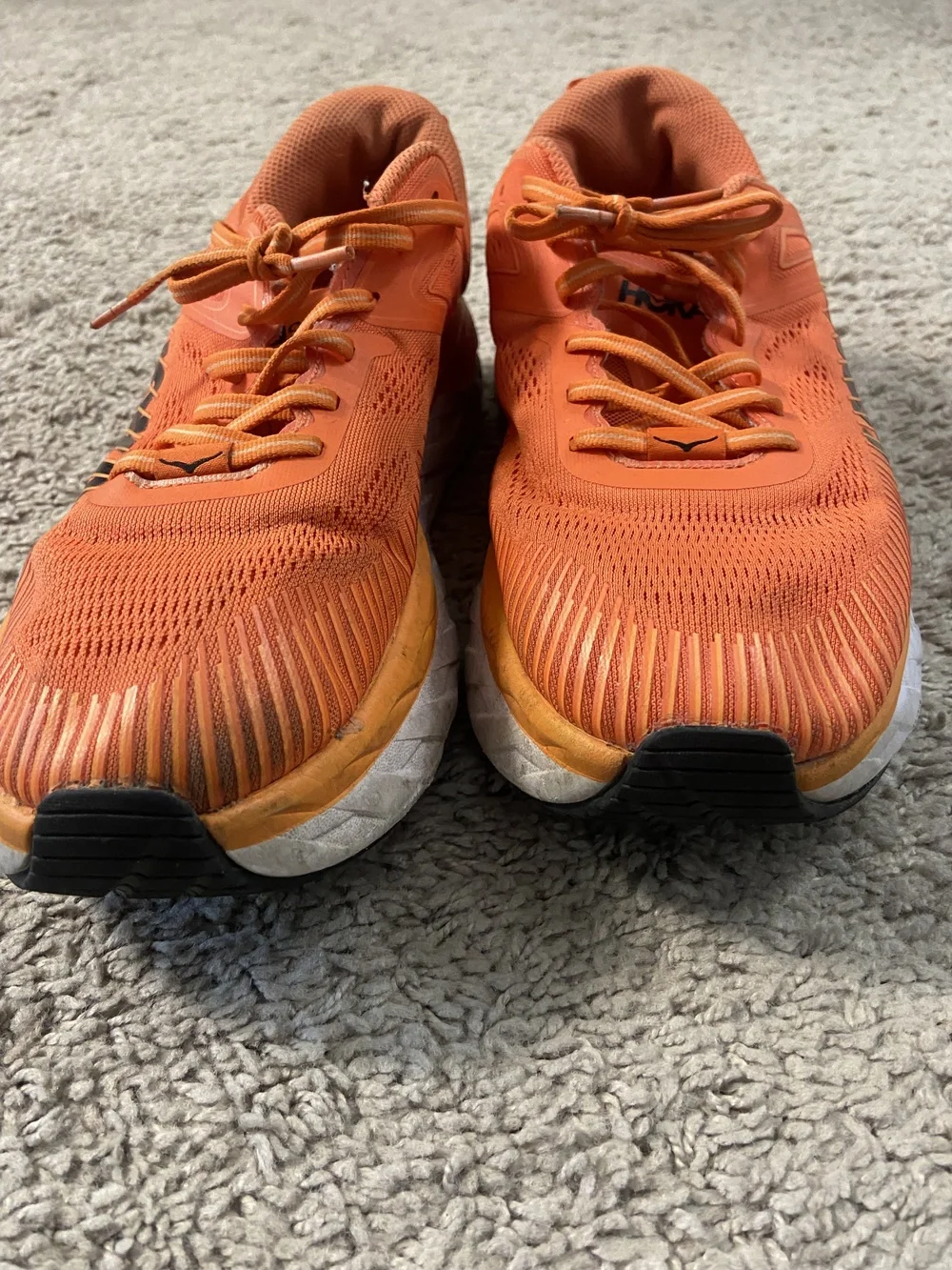 Hoka One One Bondi 7 Shoes Mens Size 10 Orange Running Athletic Cushioned Road